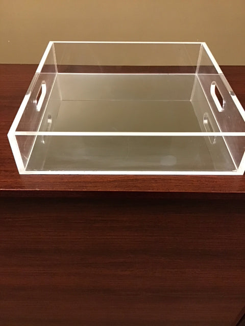 16" Sq. Mirrored Lucite Tray
