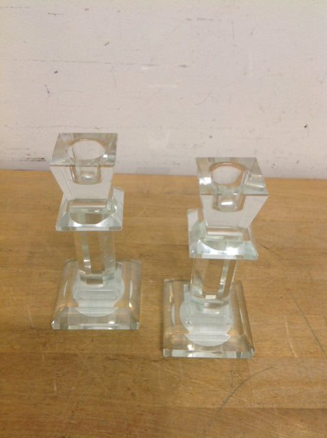 Candle Holders - 6" Pair Of Crystal