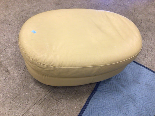 Tan Oval Leather Ottoman