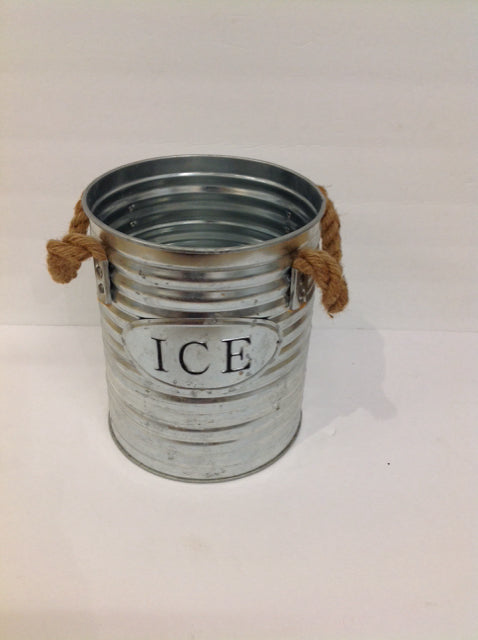 7.5" Rd Metal Ice Bucket w/Rope Handles