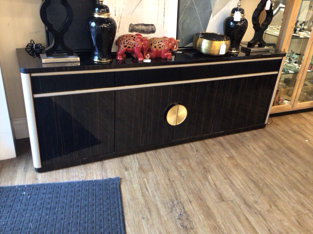 Zebra Lacqured Four Door Credenza