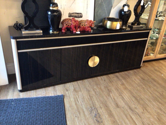 Zebra Lacqured Four Door Credenza