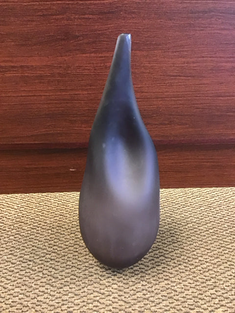 19.5" Flux Glass Plum  Art Glass Vase Signed