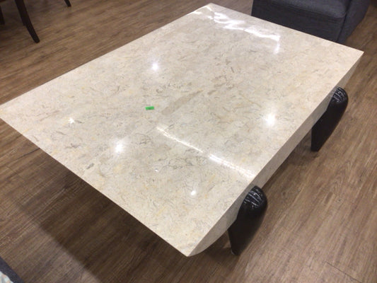 Stone International Italian Marble Espresso Leg Coffee Table