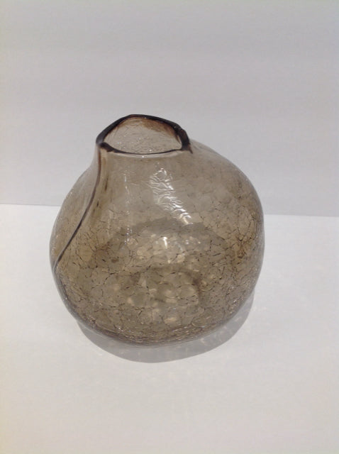 6" Clear Glass Crackled Vase