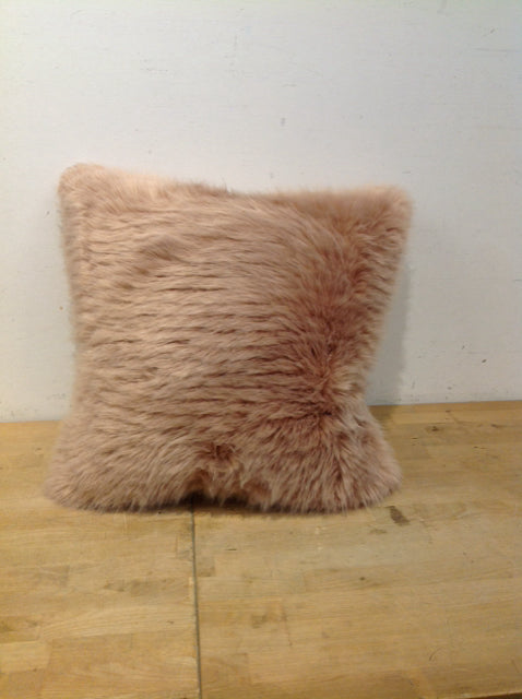 Blush Color Faux Fur Pillow
