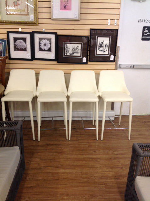 Set/4 Cream Color Vinyl Bar Stools AS-IS Light Soil