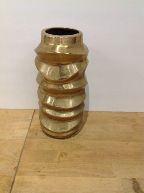 12" Gold Metal Abstract Vase