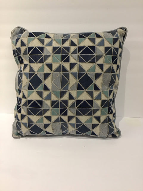 Blue/Grey Aqua Geometric Pattern Pillow