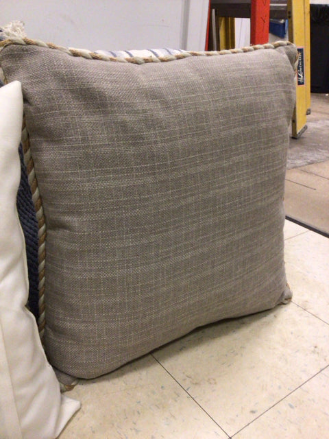 Grey & Gold Braided Border Taupe Pillow