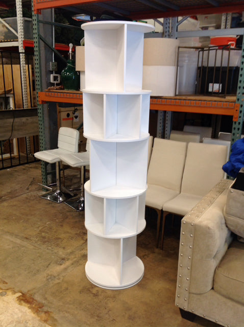 5-Tier White Revolving Bookshelf