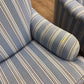 AS-IS Ethan Allen Oxford Coastal Blue Stripe Fabric Armchair(Soiled)