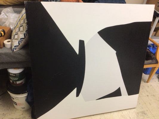 47 3/4" Square Black & White Abstract Print On Canvas