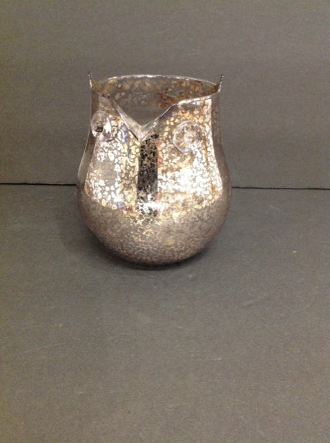 6" Spotted Glass Owl Candle Holder