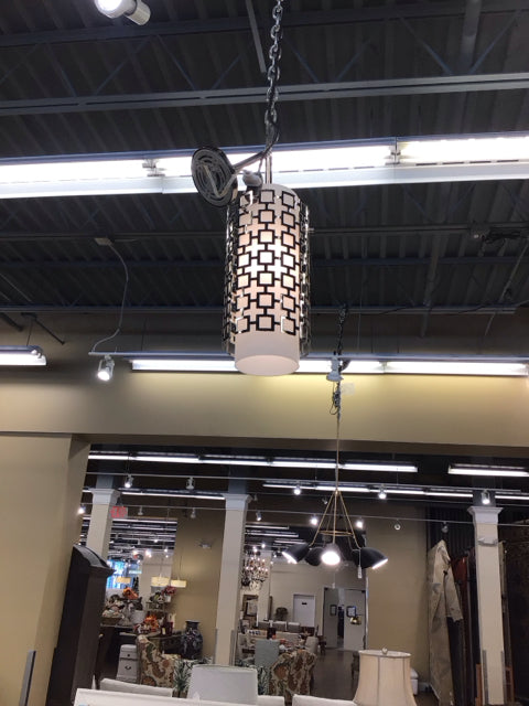 Chrome Square And Glass Shade Sconce/Pendant