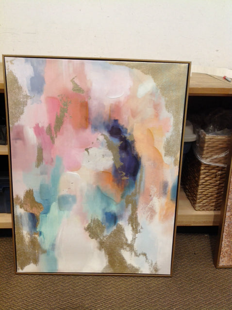 30x40 Framed Multicolor Abstract on Canvas