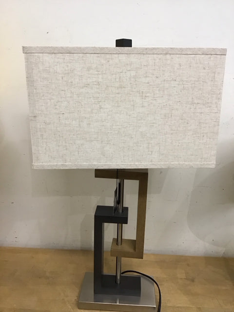 27" Ashley Faux Wood & Metal Lamp