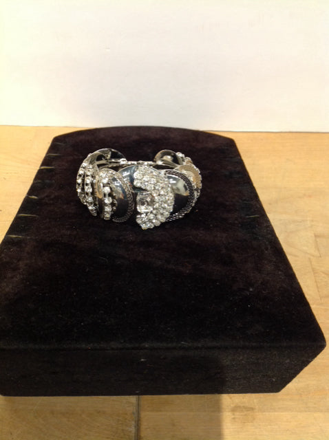 Silver Cuff w/Rhinestones Cuff Bracelet