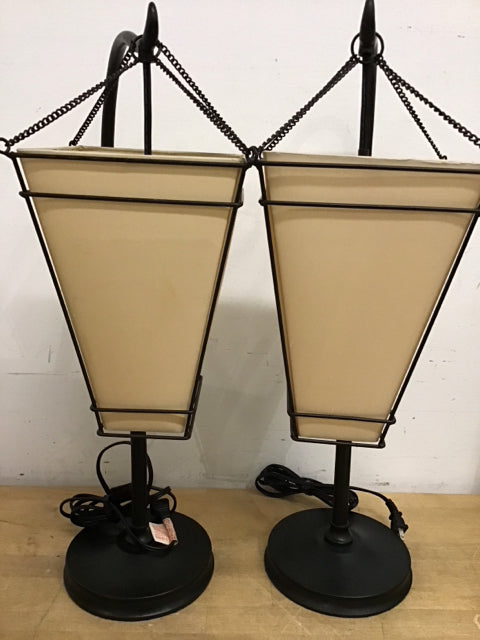 21" Pair Of Lantern Lamps