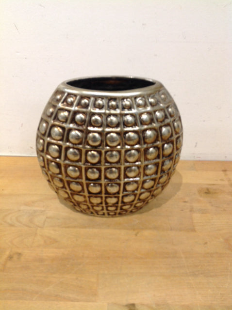 Vase- 9" Silver Ceramic