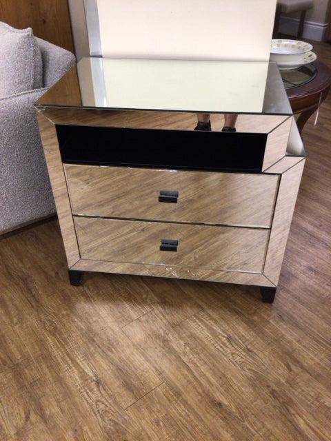 Mirrored Two Drawer Nightstand