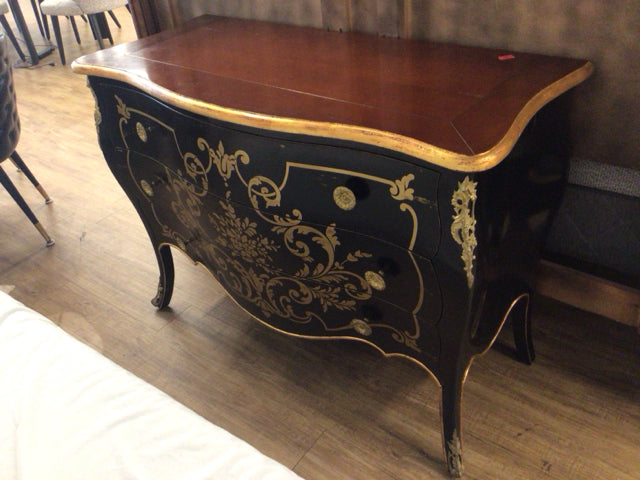 Atelier Monceau By French Heritage Black & Gold Three Drawer Bombay Chest