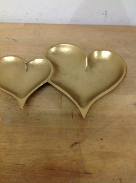 12" Gold Metal Heart Dish