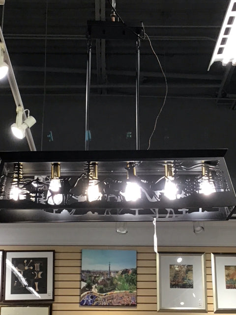 37.5"x8.5" x10" Black Metal Deer Light Fixture