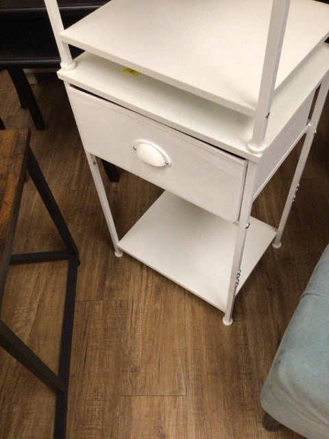 White One Drawer End Table