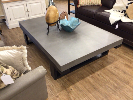 67" X 43" Custom Holly Hunt Mojave Linen & Wood Coffee Table