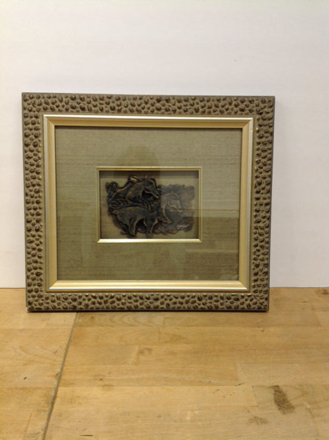 10x12 Framed Signed Mixed Media Horses