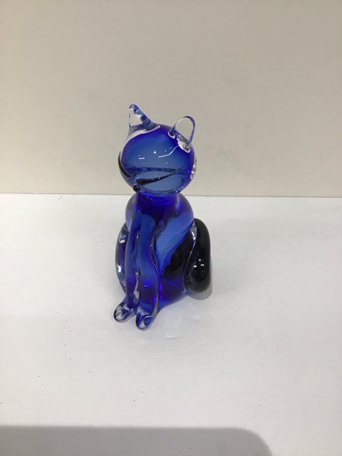 Art Glass Blue Cat