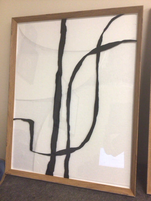 29" X 23" Wood Framed Black Painted Glass Wall Decor