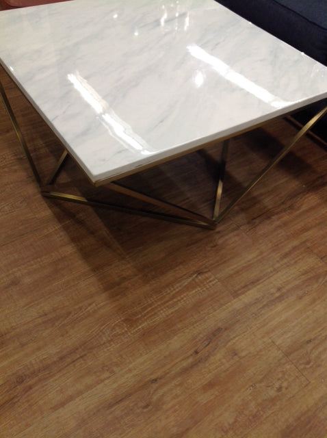 Coffee Table- Faux Stone Gold Metal