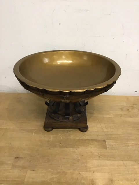 13.5" Gold/Bronze Colored Resin Footed Bowl