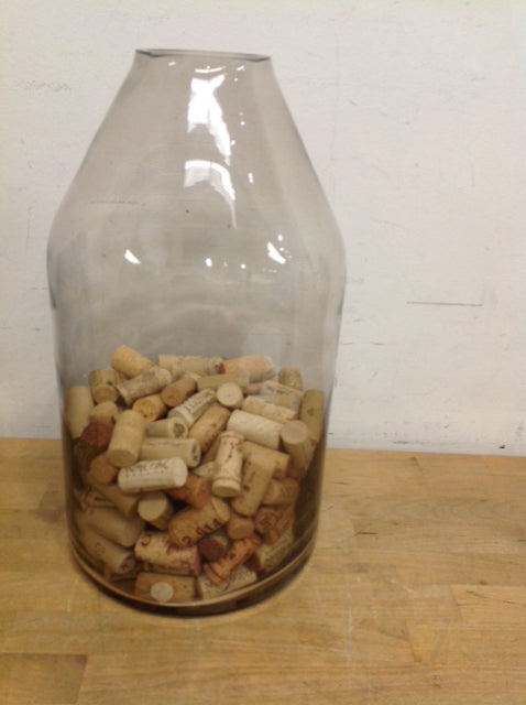 17" Clear Glass Jar W Wine Corks