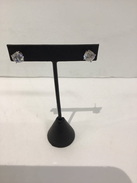 925 Silver 8mm Diamond Stud Earrings
