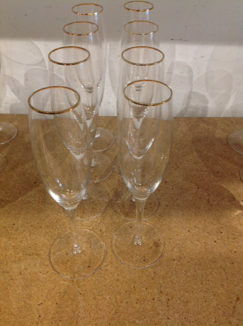 Set Of 8 Lenox Gold Rim Champagne Glasses