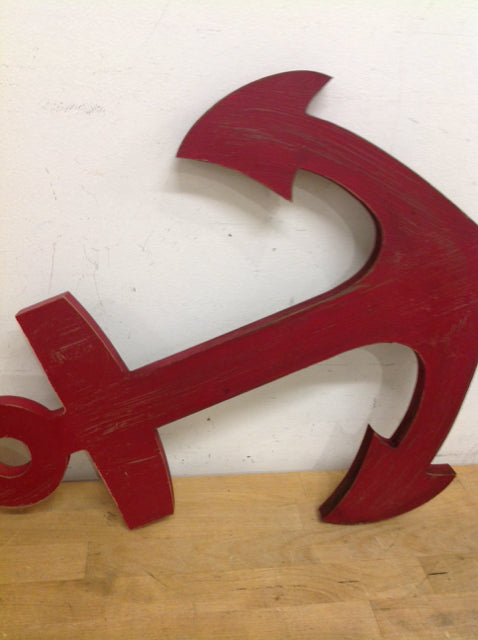 20" Red Wood Anchor Wall Art