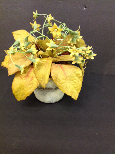 7" Silk Flowers & Leaves in Ceramic Planter