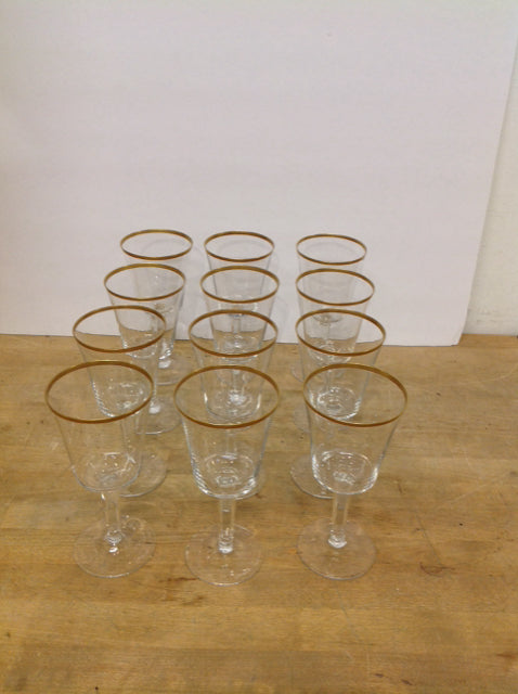 12 Lenox "Eternal" Gold Rim Water Glasses