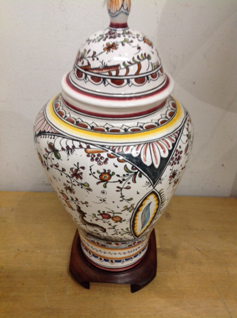 14" Portugal Painte Jar On Stand