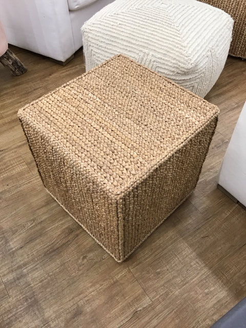 RH Seagrass Cube Ottoman
