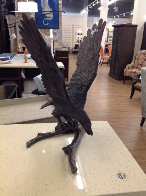 27Hx21Wx16D Bronze Eagle Sculpture By C Houston