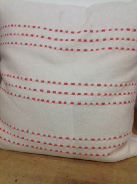 Pillow- 18" White & Rust Print