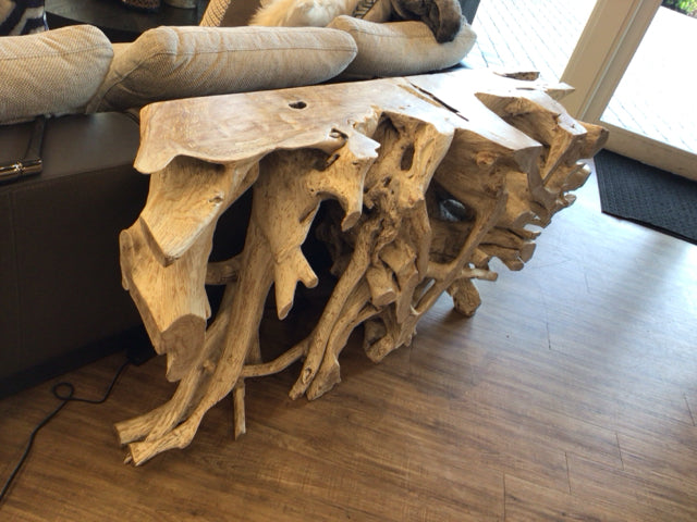 63" X 15" Light Driftwood Console Table