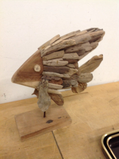 12" Driftwood Fish On Stand