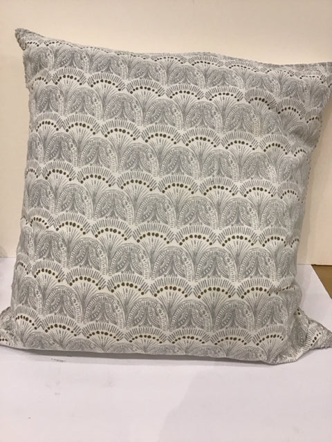 26" White Pillow w/Geometric Fans/Dots Print