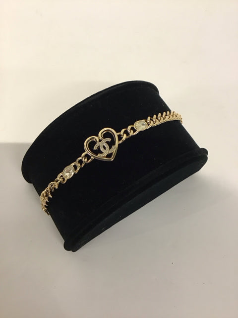 Chanel Style Gold Bracelet w/Heart