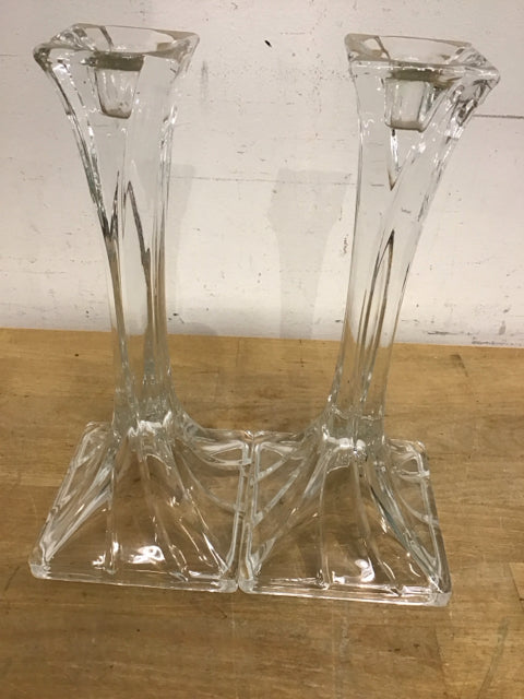 10" Pair Of Lead Crystal Candle Holders